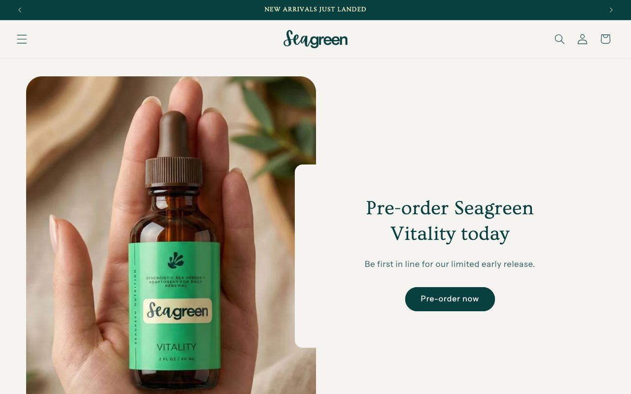 Seagreen Nutrition website screenshot